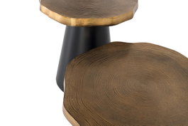 GINER Y COLOMER Lot de 2 tables basses en métal noir et cuivre vieilli
